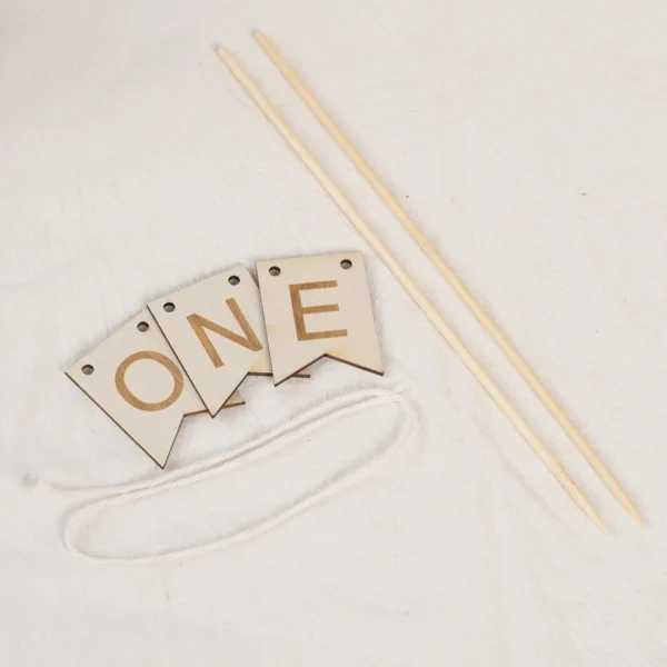 New Wooden ONE Year Old Birthday Cake Topper ONE Cake Flag Kids First Birthday Party Cake Decoration Baby Shower Supplies - Image 2