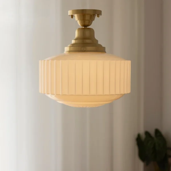 Japan White Glass Pendant Light for Bedrooms Dining Rooms Kitchens French Retro Brass Ceiling Chandelier Indoor Art Decor Light - Image 4