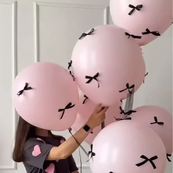 12 Inch 5pcs Proposal Ins Balloon Wih Ribbon Bow Fpr Wedding Birthday Party Scene Arrangement Beauty Photography Props - Image 2