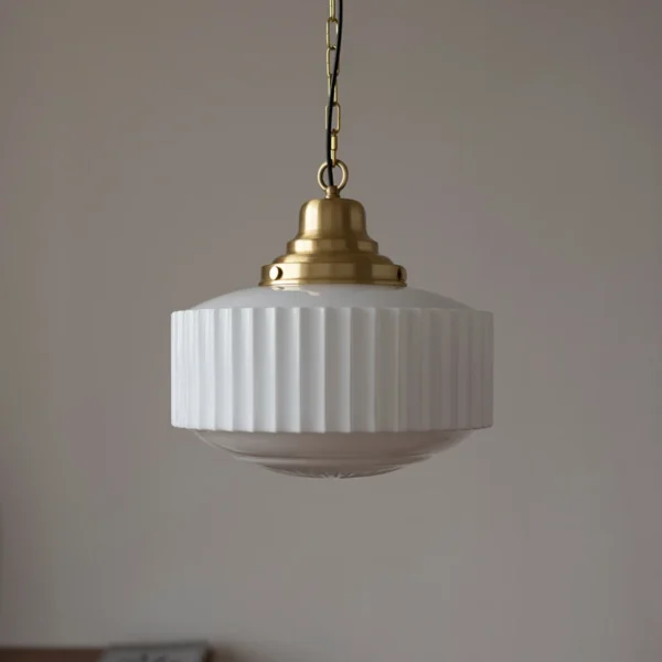 Japan White Glass Pendant Light for Bedrooms Dining Rooms Kitchens French Retro Brass Ceiling Chandelier Indoor Art Decor Light - Image 2