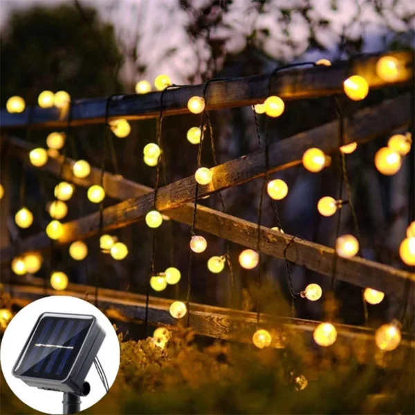 LED Solar String Lights Outdoor Bubble Beads Fairy String Light 8 Modes Garden Wedding Party Christmas Decoration Wall lamp